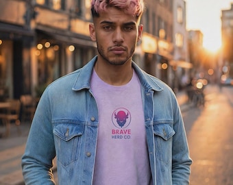Brave Herd Co. Denim Jacket & Lavender Tee Set (Bi Pride Bundle)