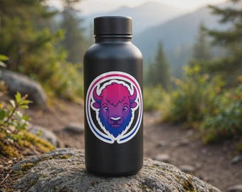 Bisexual Pride Bison Sticker | Bi Flag Gradient Vinyl Decal (3")