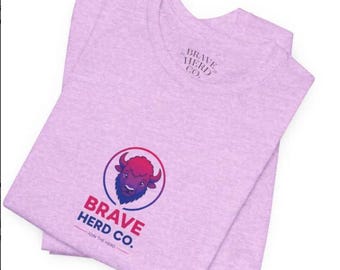 Bisexual Pride Bison Mascot Shirt, Bi Flag LGBTQ Apparel, Brave Herd Co.