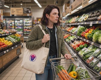 Bisexual Pride Canvas Tote Bag | Bison Logo, Bi Flag Colors, LGBTQ+ Carryall