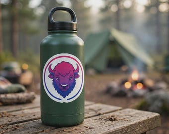 Bisexual Pride Bison Sticker | Waterproof Vinyl Round Decal (3")