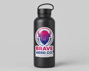 Brave Herd Co. Logo Sticker | Kiss-Cut Vinyl | Bisexual Pride Laptop Sticker | LGBTQ+ Gift