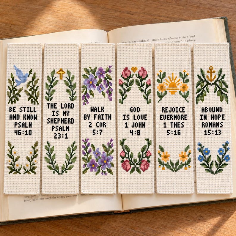 6 Bible Verse Bookmark Cross Stitch Patterns, PDF Bundle - Etsy