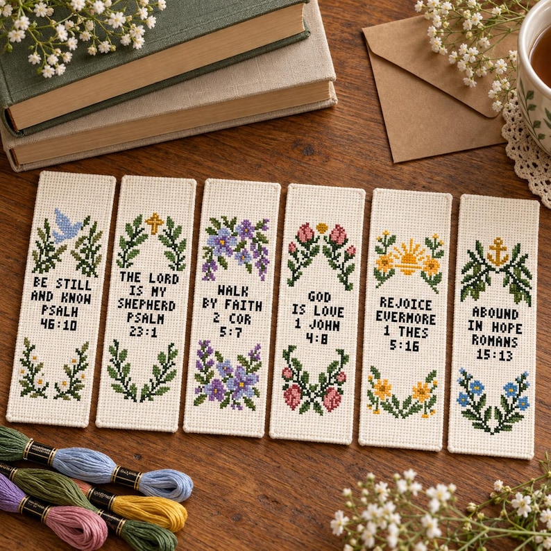 6 Bible Verse Bookmark Cross Stitch Patterns, PDF Bundle - Etsy