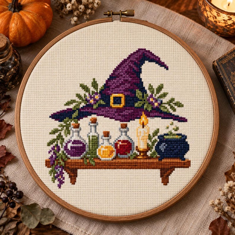 Witch Potion Shelf Cross Stitch Pattern PDF - Etsy