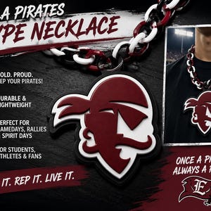 Custom Mascot Hype Necklaces  - Eula Pirate