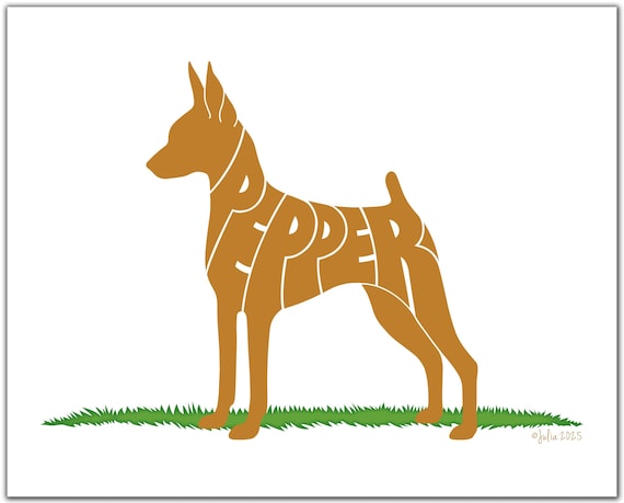 Personalized Miniature Pinscher 7" x 5" (or larger) Miniature Pinscher, Miniature Pinscher Portrait, Min Pin Drawing, Min Pin Silhouette