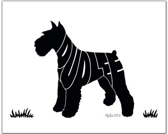 Schnauzer 7" x 5" (or larger) Custom Schnauzer Gift, Personalized Schnauzer, Schnauzer Print, Schnauzer Portrait, Dog Silhouette