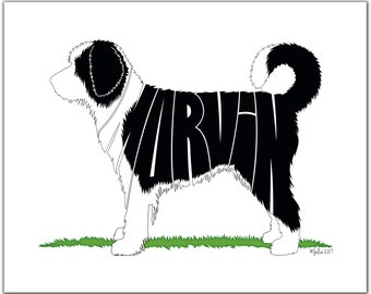 Sheepadoodle with Distinct Markings 7" x 5" (or larger) Custom Gift, Personalized Sheepadoodle Portrait, Sheepadoodle Silhouette