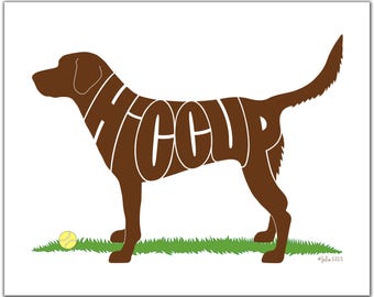 Custom Chocolate Lab Silhouette Portrait, Hand Drawn Dog Gift