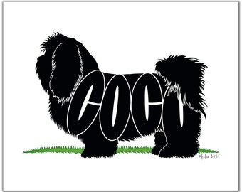 Shih Tzu 7" x 5" (or larger) Personalized Shih Tzu, Shih Tzu Portrait, Shih Tzu Illustration, Shih Tzu Drawing, Silhouette