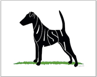 Smooth Fox Terrier 7" x 5" (or larger) Custom Dog Gift, Personalized Smooth Fox Terrier, Smooth Fox Terrier Portrait, Dog Silhouette
