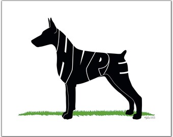 Doberman Cropped Ear 7" x 5" (or larger) Custom Gift, Personalized Doberman Portrait, Dog Portrait