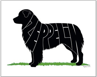 Personalized Australian Shepherd Silhouette Portrait