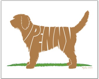 Personalized Copper Colored Golden Doodle 7" x 5" (or larger) Golden Doodle Portrait, Golden Doodle Illustration, Golden Doodle Silhouette