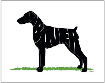 Doberman 7" x 5" (or larger) Custom Gift, Personalized Doberman Portrait, Dog Portrait