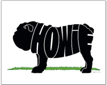 Custom Bulldog Silhouette Portrait, Personalized Dog Name Art