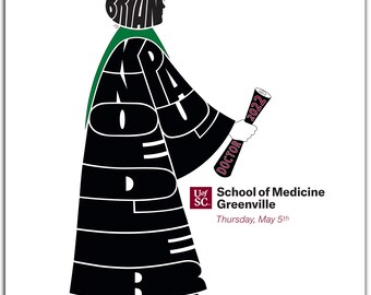 Doctorate Graduate 8" x 10" (or larger) Personalized Male Graduate Portrait, Male Graduate Illustration, Male Graduate Drawing Silhouette