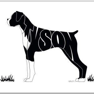 Uncropped Boxer Dog with Distinct Markings 7&quot; x 5&quot; (or larger) Custom Boxer Gift, Boxer Portrait, Boxer Dog Print, Dog Silhouette