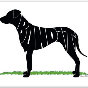 Personalized Rhodesian Ridgeback 7&quot; x 5&quot; (or larger) Rhodesian Ridgeback, Rhodesian Ridgeback Portrait, Rhodesian Ridgeback Silhouette