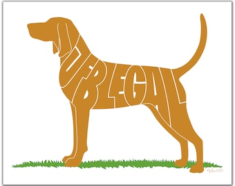 Red Bone Coonhound 7" x 5" (or larger) Personalized Red Bone Coonhound Portrait, Custom Red Bone Coonhound, Red Bone Coonhound Silhouette