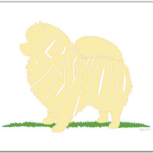 Personalized Pomeranian, 7&quot; x 5&quot; (or larger) Pomeranian, Pomeranian Portrait, Pomeranian Illustration, Pomeranian Drawing, Silhouette