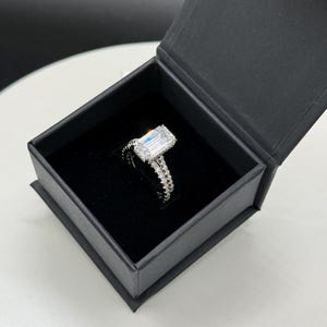 3CT Emerald Cut Moissanite Engagement Ring Set, 925 Sterling Silver Bridal Set, Wedding Band, Anniversary Gift