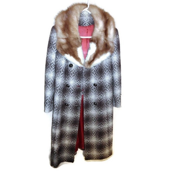 Reserved for Jessie - Tweed Fur Coat Vintage 70s S M Amazing quality Great gatsby