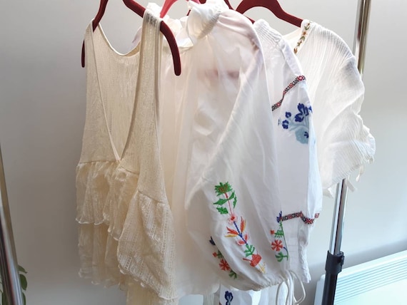 Dreamy white boho lot / embroidered blouses and dr