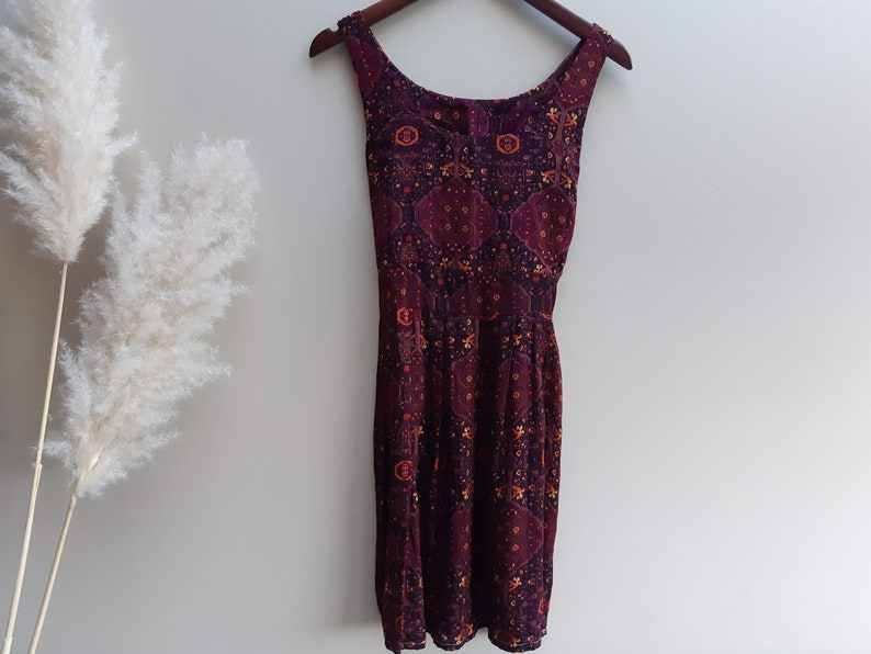 purple geometric print dress xss