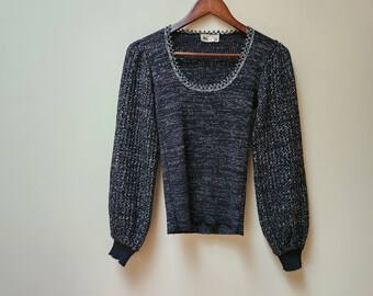 Vintage black metallic sweater / holiday