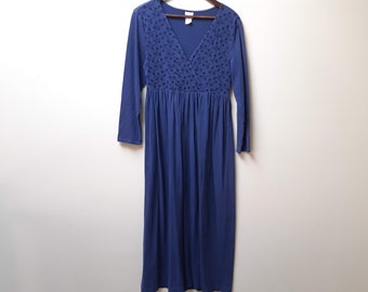 cotton navy blue maxi dress
