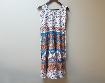 handmade elephant print floral cotton dress