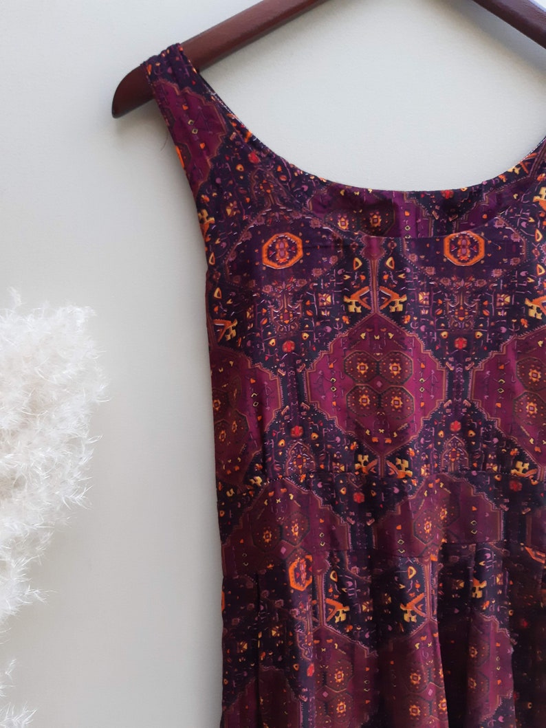 purple geometric print dress xss