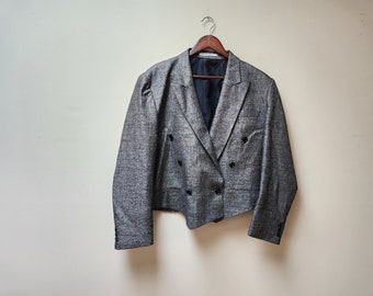 Vintage grey wool oversized boxy jacket blazer