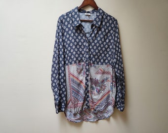 Boho printed oversized blouse