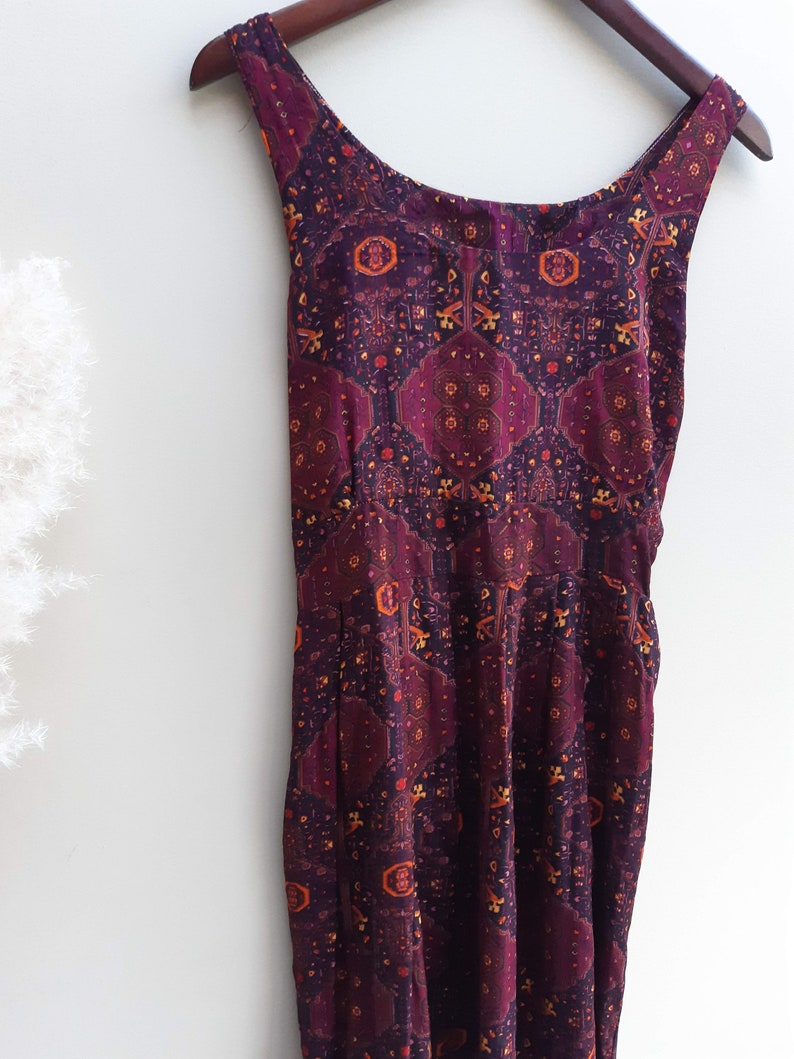 purple geometric print dress xss