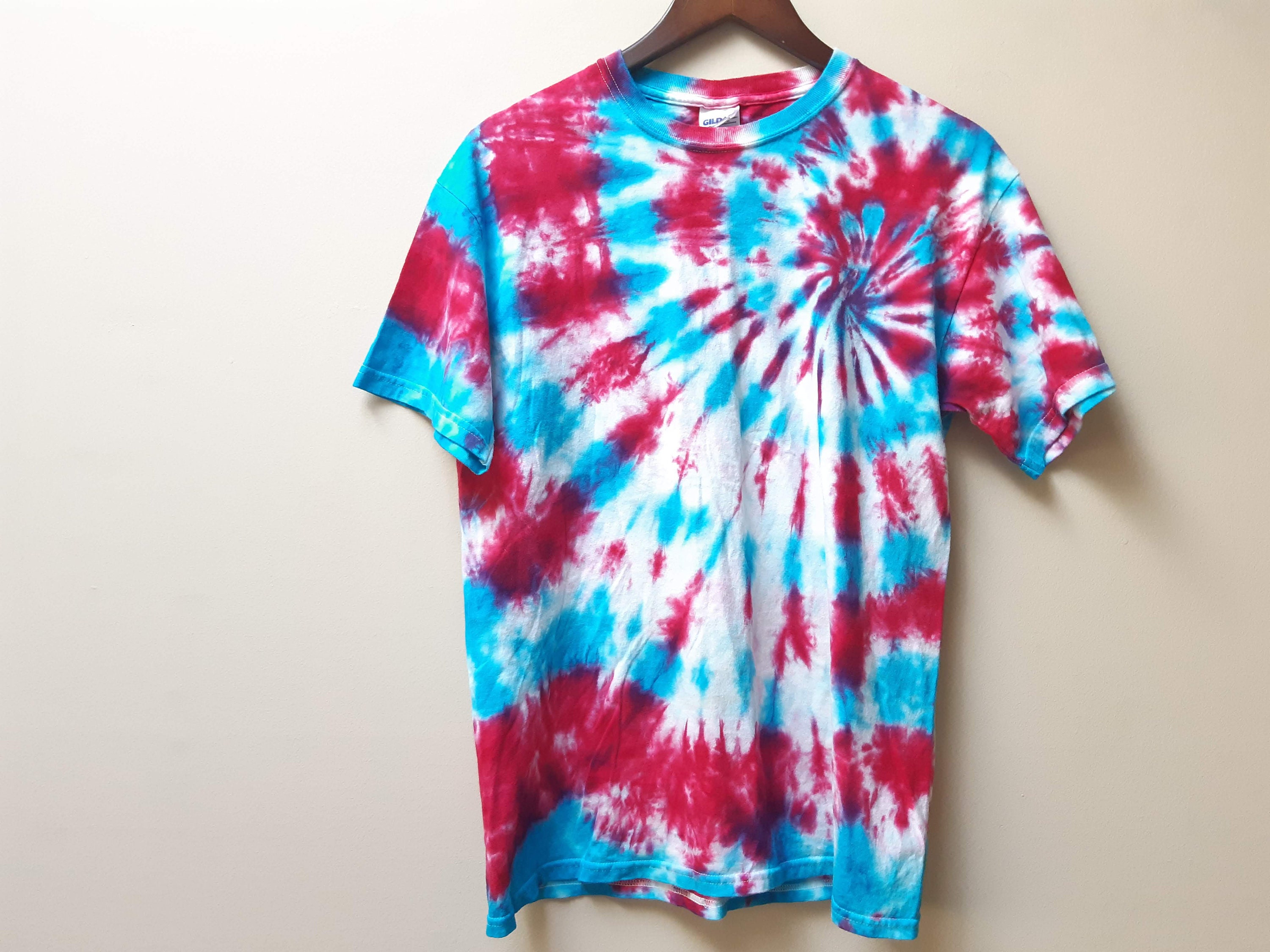 Tie dye cotton t shirt / pink blue crew neck tee | Etsy