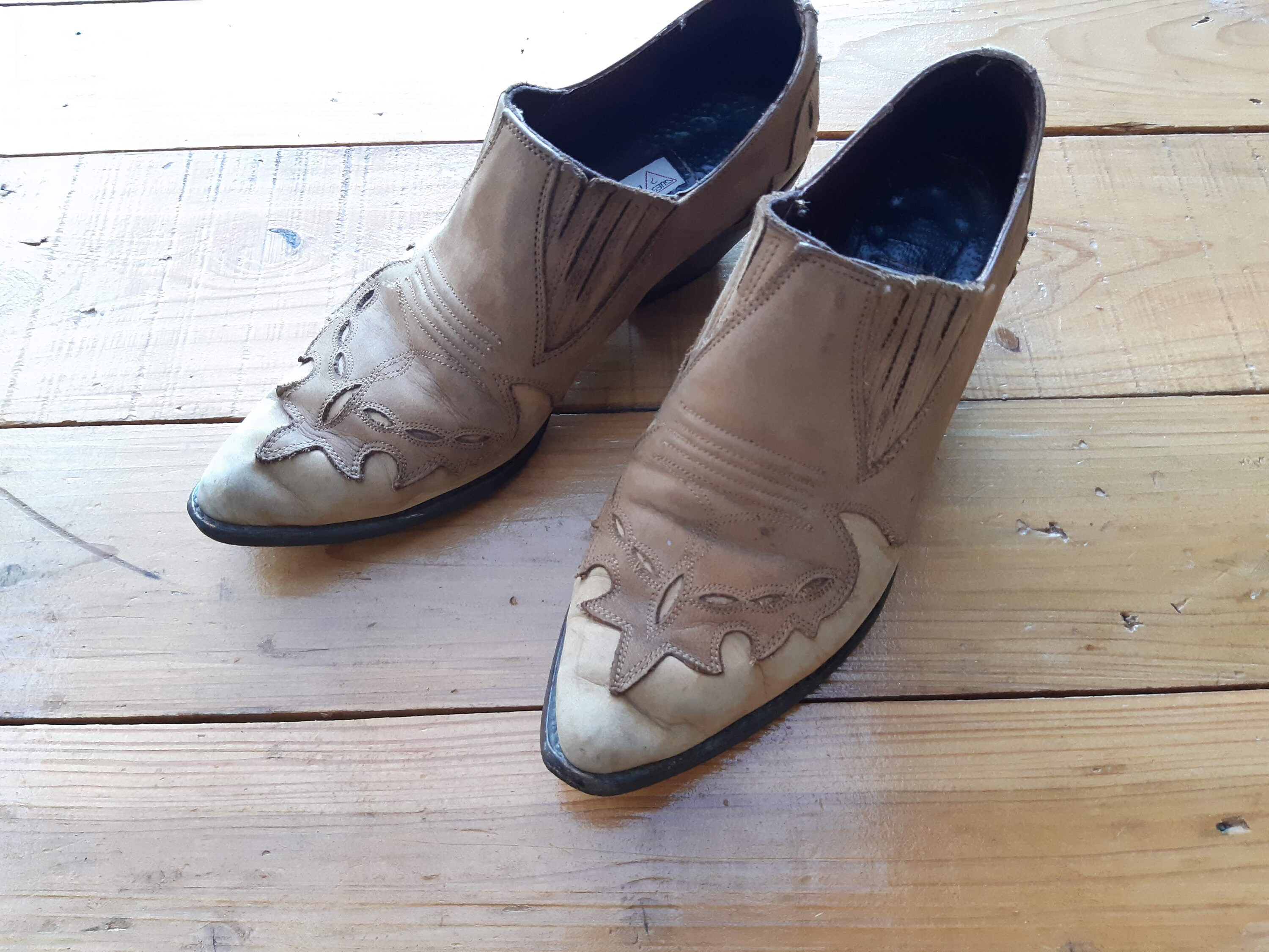 Guess western ankle booties / brown leather shoes / 7.5 | Etsy