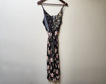 90s Floral rayon jumpsuit