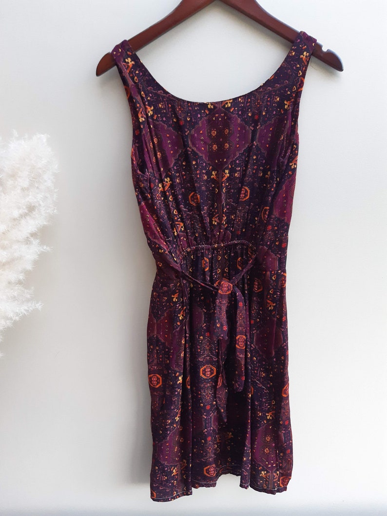 purple geometric print dress xss