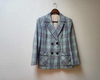 Vintage plaid blazer jacket / made in Russia