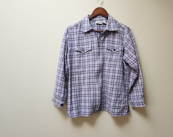 vintage cotton purple zip up shacket shirt