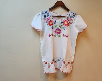 white cotton embroidered boho blouse