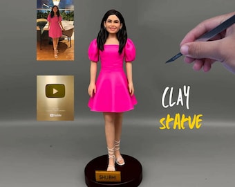 Handmade Custom Portrait Sculpture | Personalized Female Statue, Polymer Clay Figurine From Photo, Unique Collectible Artwork Gift