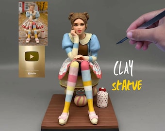 Custom Figurine Handmade | Personalized Girl Statue From Photo, Custom Portrait Sculpture, Polymer Clay Figure, Unique Gift for Her, Artwork