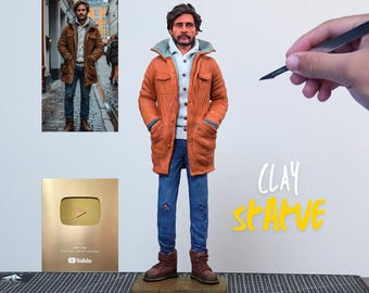 Custom Action Figure Handmade | Bobblehead Clay Figure, Custom Statue Based on Photos, Personalized Gift for Husband, Artwork Gift for Lover