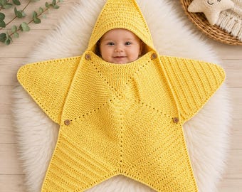 Patrón de traje de bebé estrella de ganchillo, tutorial paso a paso en PDF y vídeo por correo electrónico, patrones de ganchillo, bolso de mercado hecho a mano, descarga instantánea.