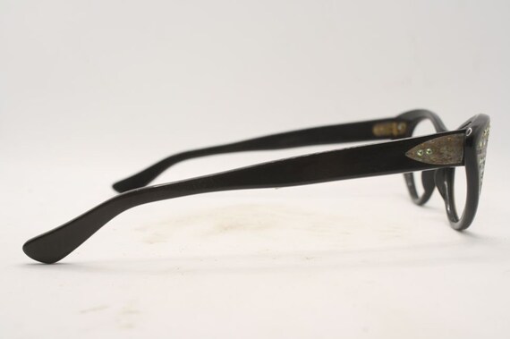 Black Rhinestone Cat Eye Eyeglasses Vintage Glass… - image 5
