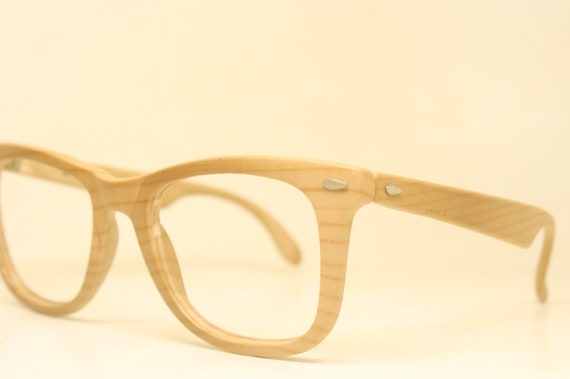 Vintage Glasses Frames Woodgrain Retro Glasses 1970 display picture 2